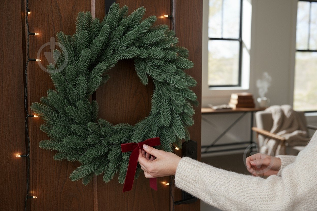 Вінок зі штучної хвої Зоряна d400 мм - фото 2 Вінок зі штучної хвої Зоряна d400 мм - фото 2