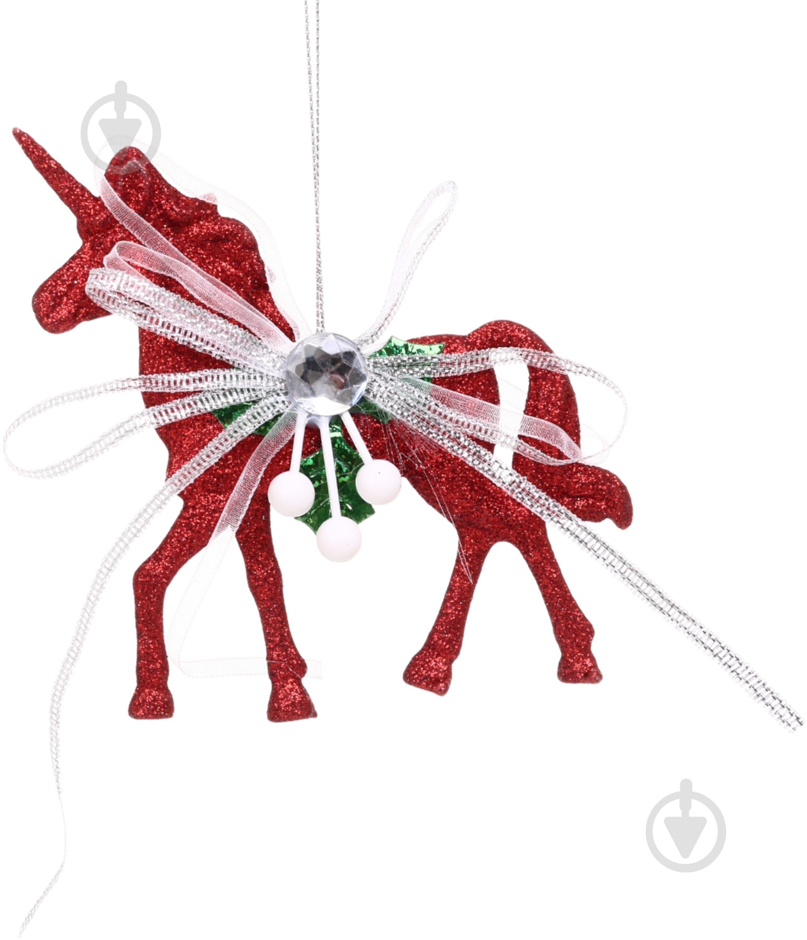 Декорація новорічна Китай Єдиноріг з декором YE523R 11 см червоний - фото 1 Декорація новорічна Китай Єдиноріг з декором YE523R 11 см червоний - фото 1