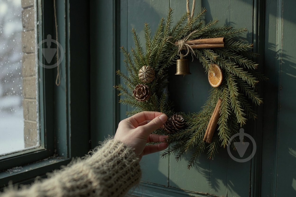 Вінок зі штучної хвої Різдвяний d400 мм - фото 3