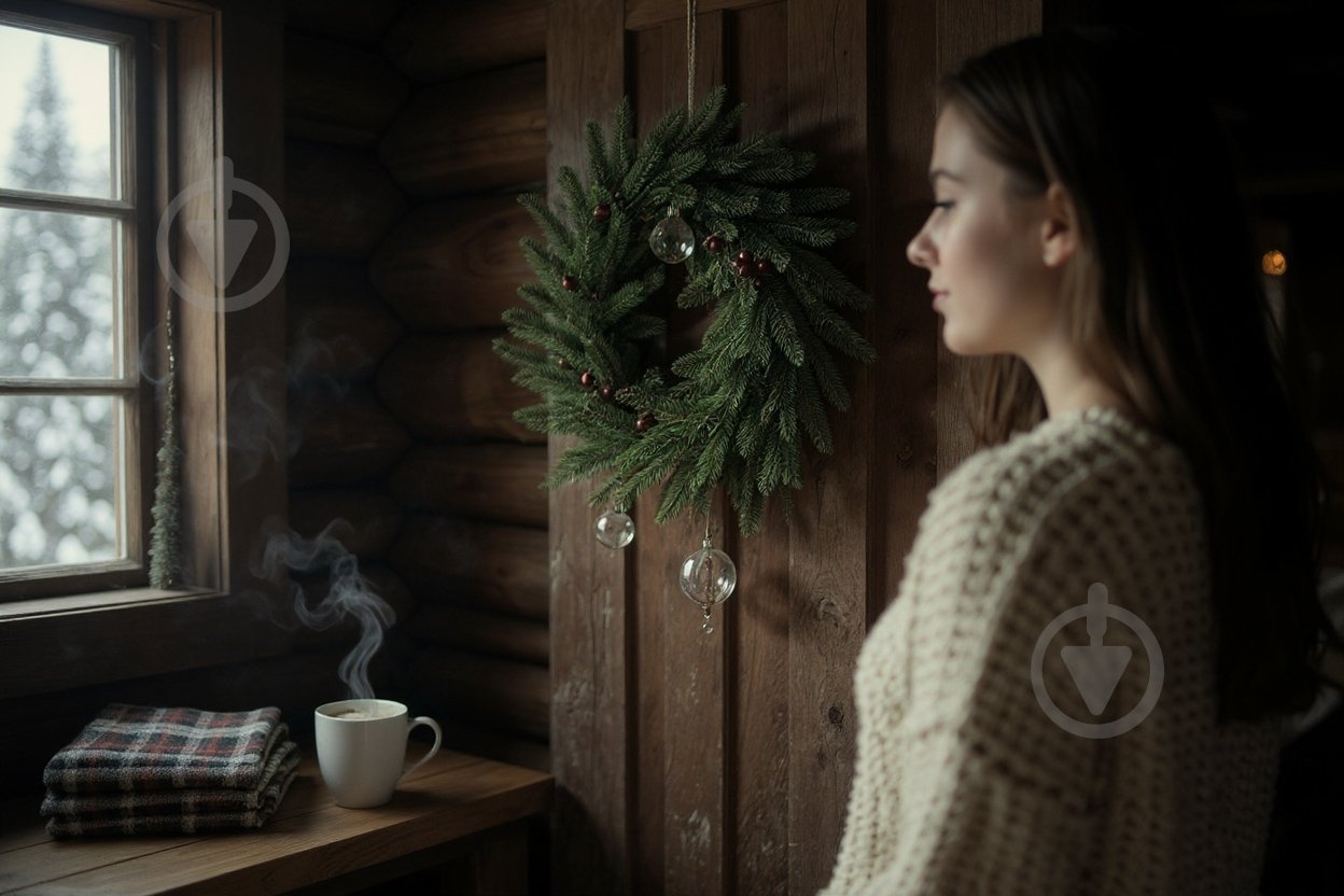 Вінок зі штучної хвої Святковий d400 мм - фото 2 Вінок зі штучної хвої Святковий d400 мм - фото 2