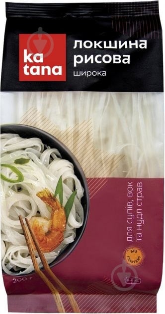 Лапша Katana рисовая широкая 200 г - фото 1 Лапша Katana рисовая широкая 200 г - фото 1