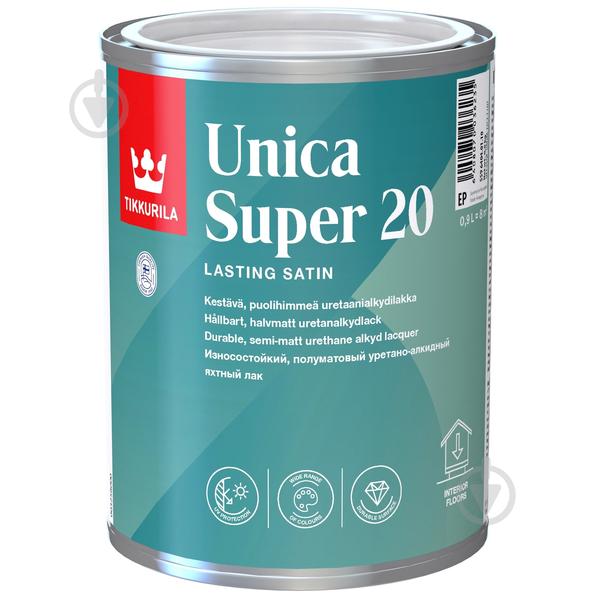 Лак Unica Super 20 TIKKURILA напівмат 0,9 л - фото 1