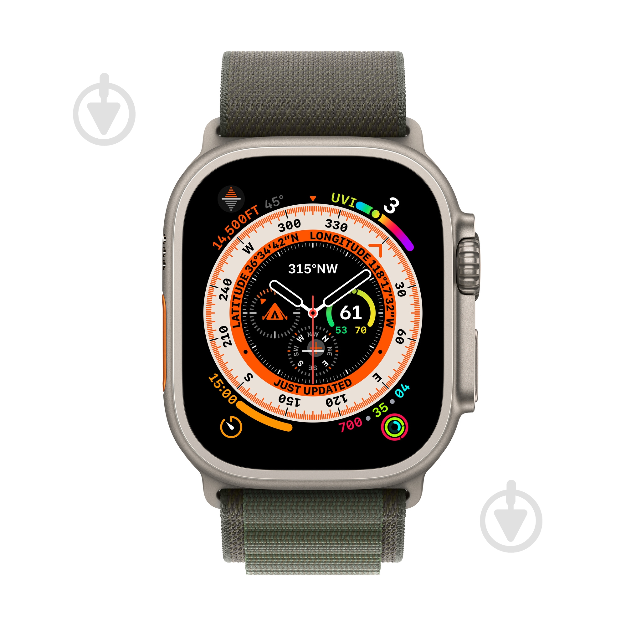 Смарт-часы Apple Watch Ultra GPS + Cellular, 49mm Titanium Case with Green Alpine Loop - Medium (MQFN3UL/A) - фото 2