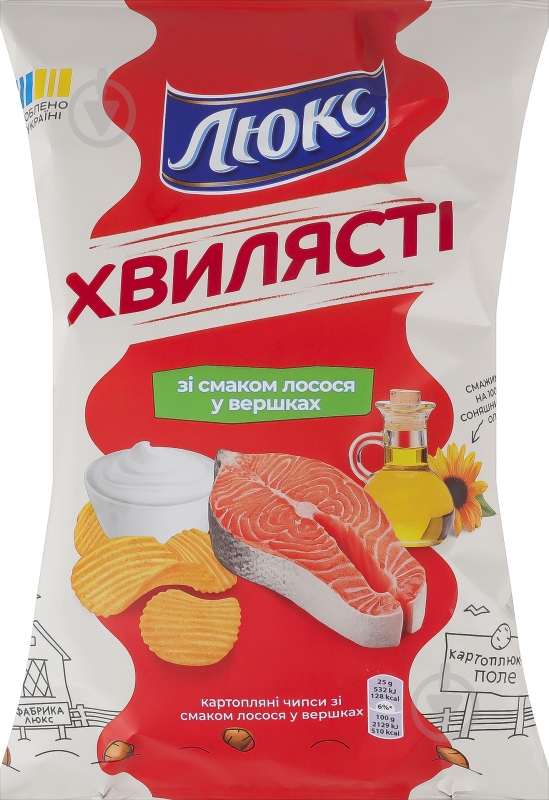 Чипси Люкс рифлені зі смаком лосося у вершках 125 г - фото 1