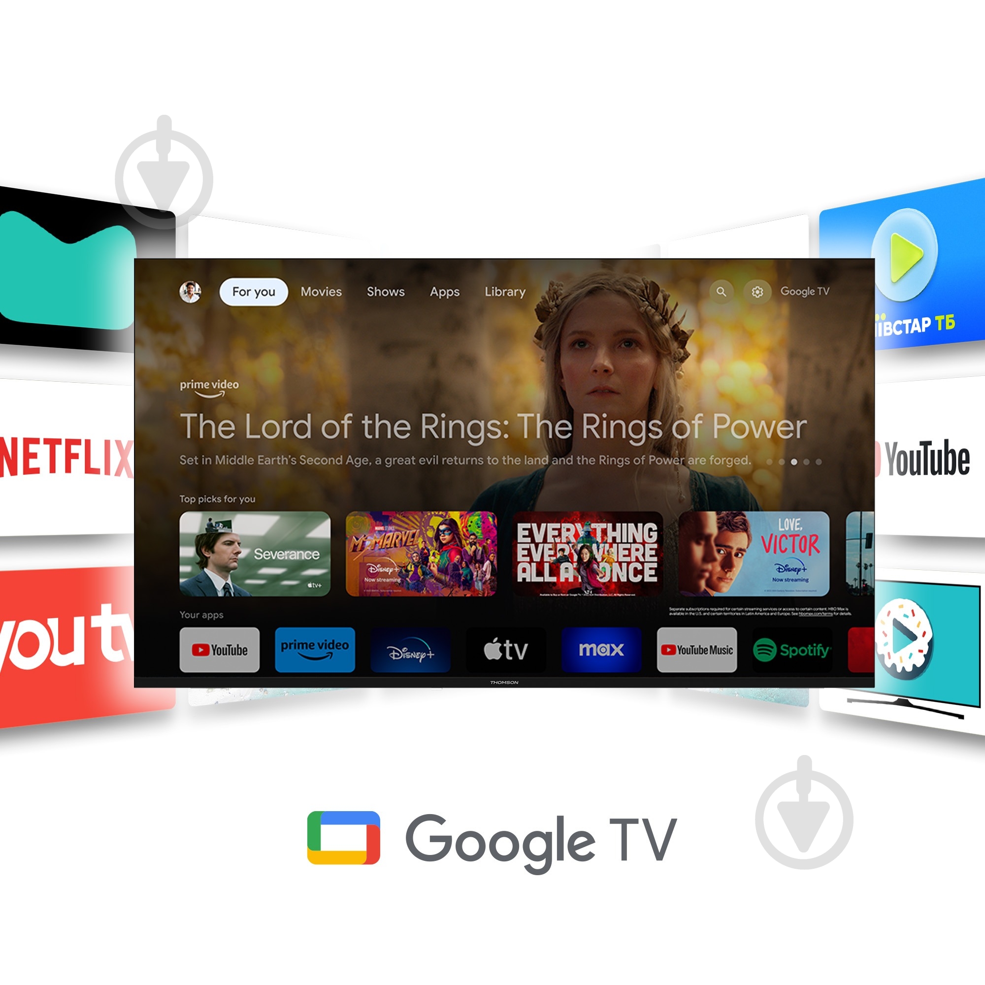 Телевизор Thomson 50QG4S14 Google TV 50" QLED Side Feet - фото 11