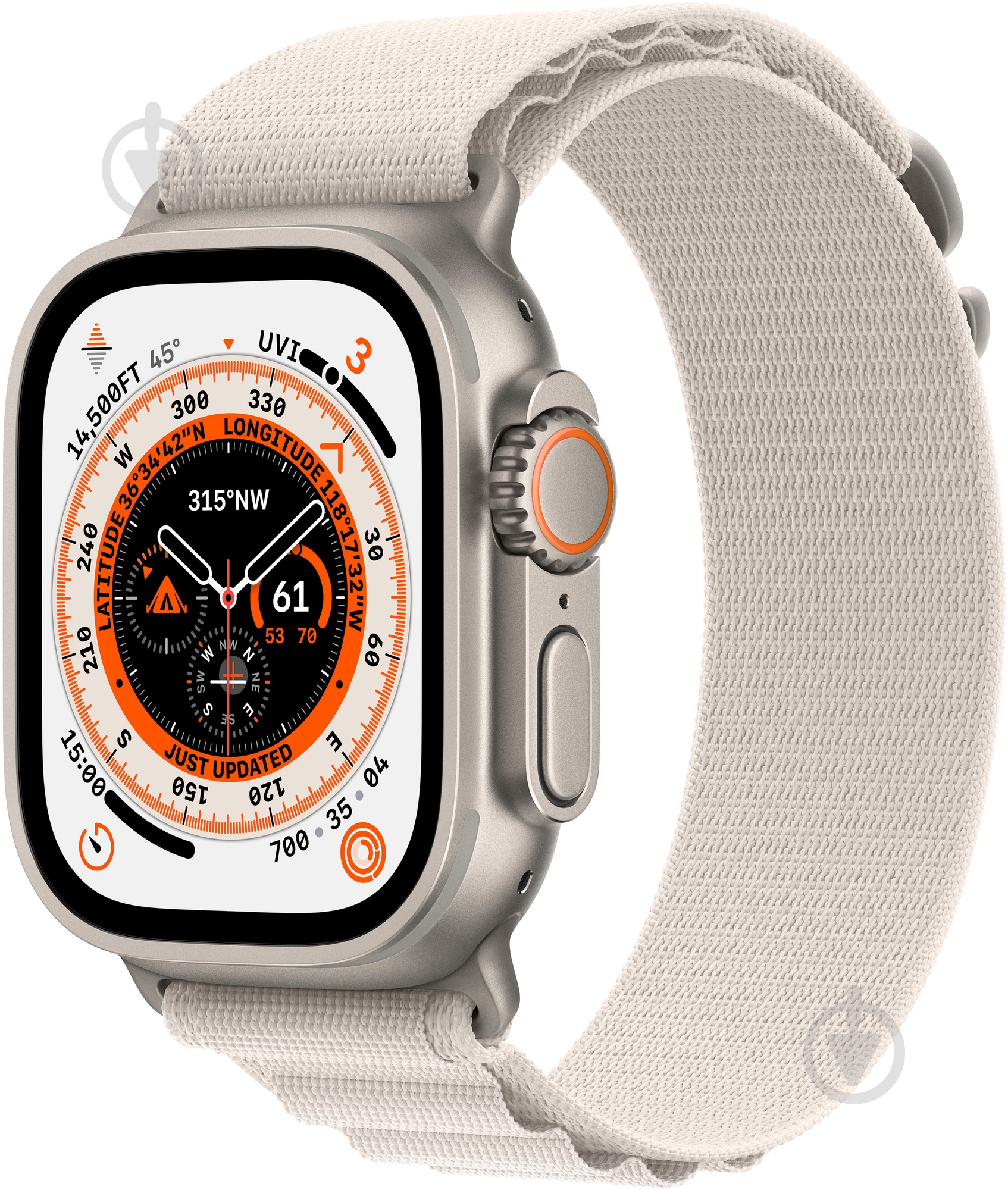 Смарт-годинник Apple Watch Ultra GPS + Cellular, 49mm Titanium Case with Starlight Alpine Loop - Medium (MQFR3UL/A) - фото 1