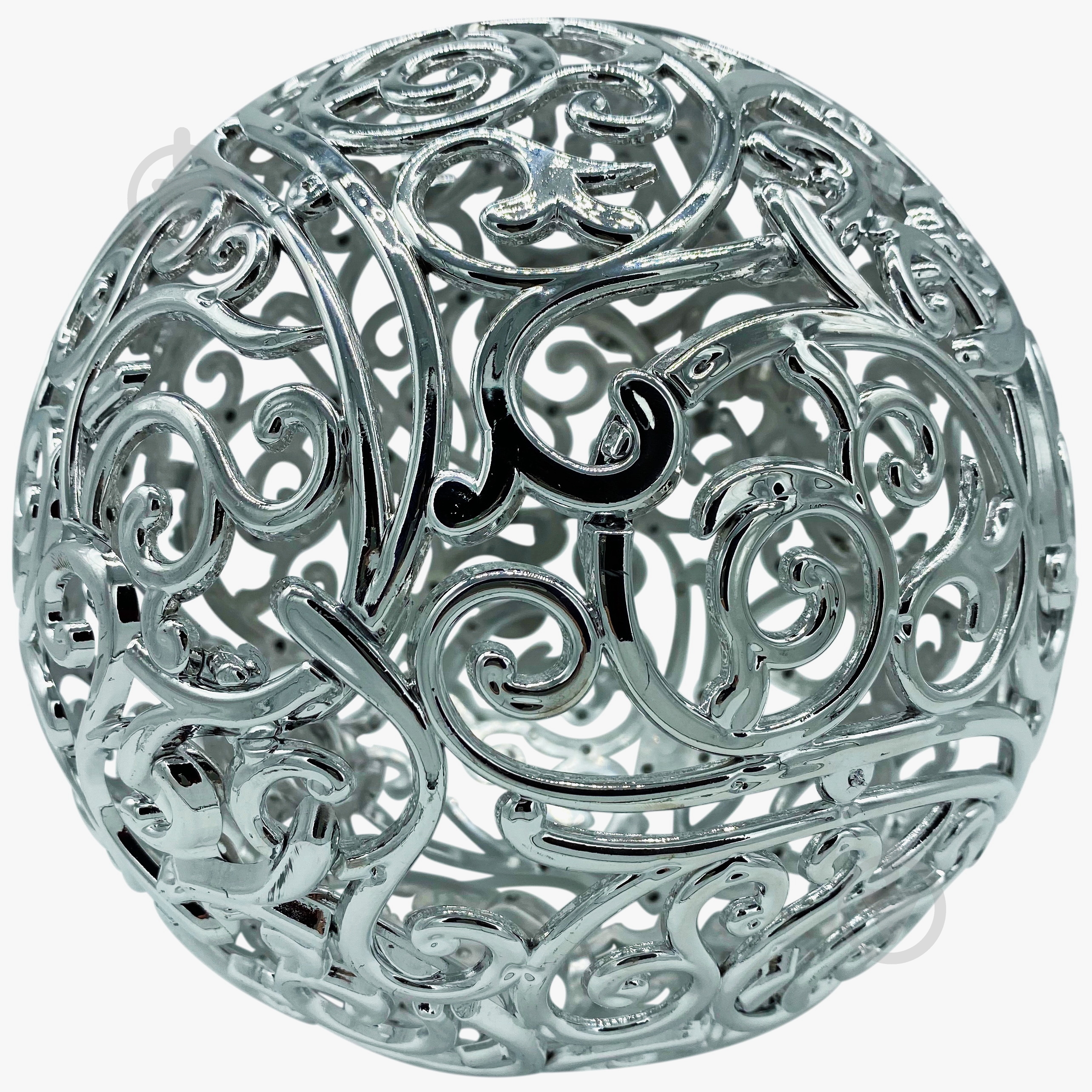 Шар ажурный MISLT d8 см BALL80-2 80 мм серебро блестящее - фото 1 Шар ажурный MISLT d8 см BALL80-2 80 мм серебро блестящее - фото 1
