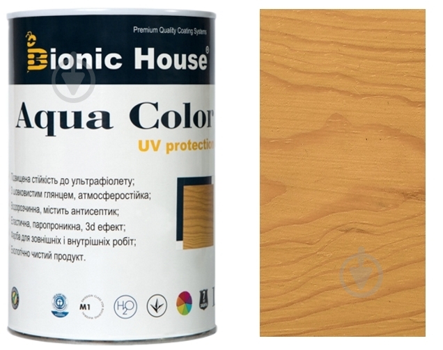 Лазурь Bionic House лессирующая универсальная Aqua Color UV protect орегон шелковистый мат 0,8 л - фото 1