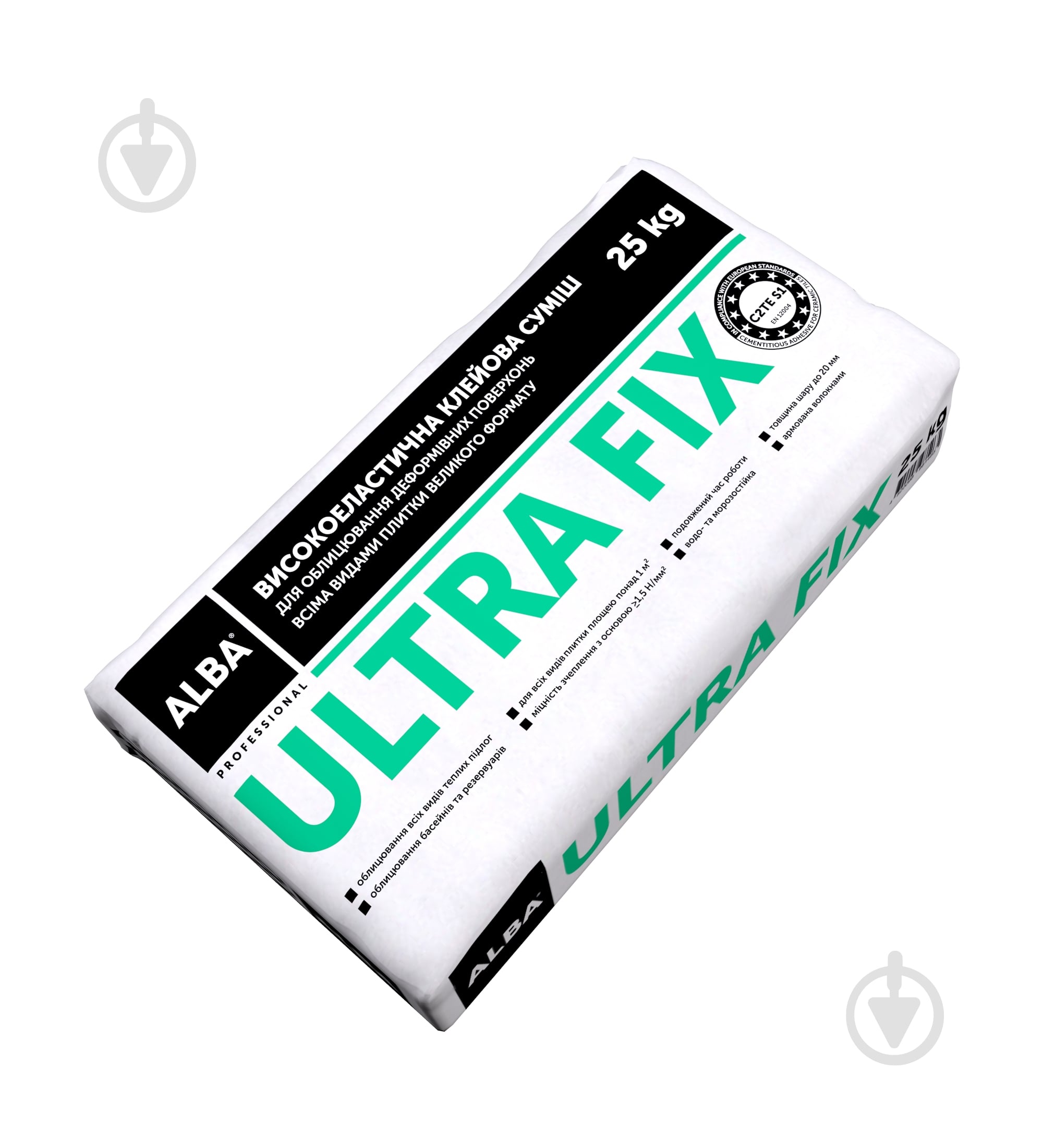 Клей для плитки ALBA великого формату, для деформованих поверхонь «ULTRA FIX» C2TE S1 25 кг - фото 1