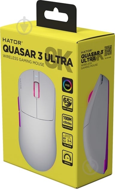 Мышка Hator Quasar 3 Ultra 8K Wireless white (HTM771) - фото 8 Мышка Hator Quasar 3 Ultra 8K Wireless white (HTM771) - фото 8
