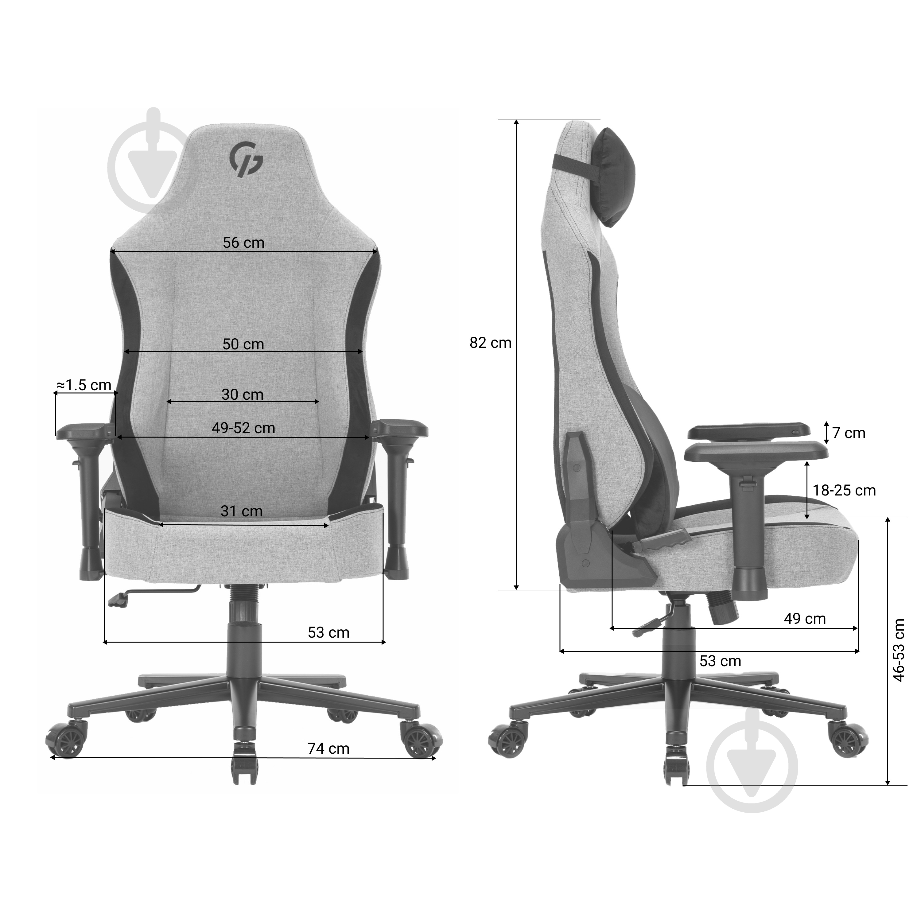 Кресло игровое GamePro GC715DG серый - фото 27 Кресло игровое GamePro GC715DG серый - фото 27