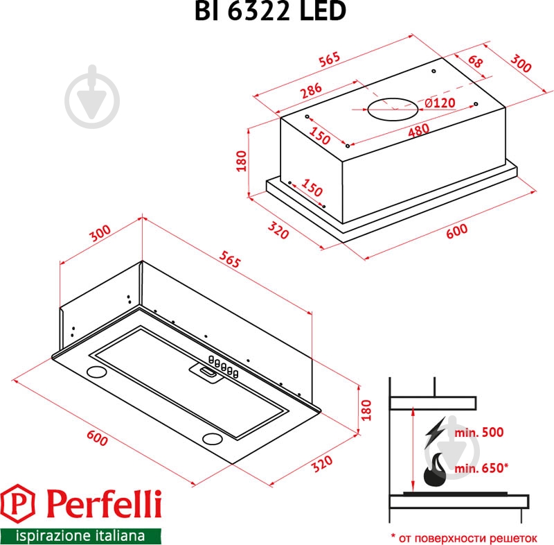 Вытяжка Perfelli BI 6322 IV LED - фото 13 Вытяжка Perfelli BI 6322 IV LED - фото 13