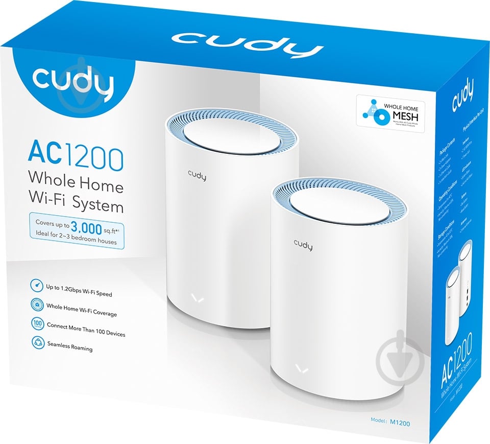 Система Wi-Fi Mesh Cudy M1200(2-pack) - фото 6 Система Wi-Fi Mesh Cudy M1200(2-pack) - фото 6