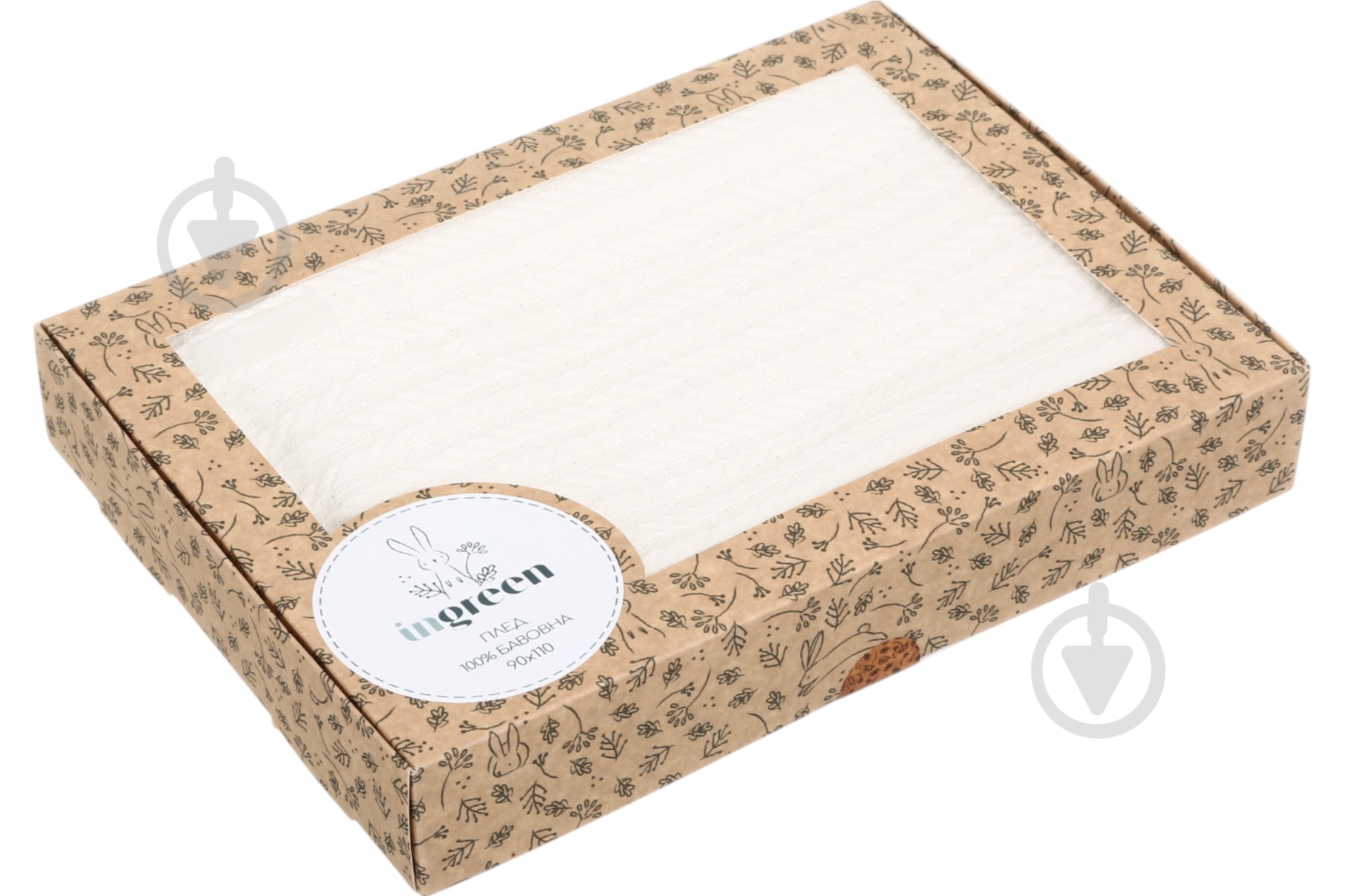 Плед INVO Косы 90x90 см молочный - фото 6