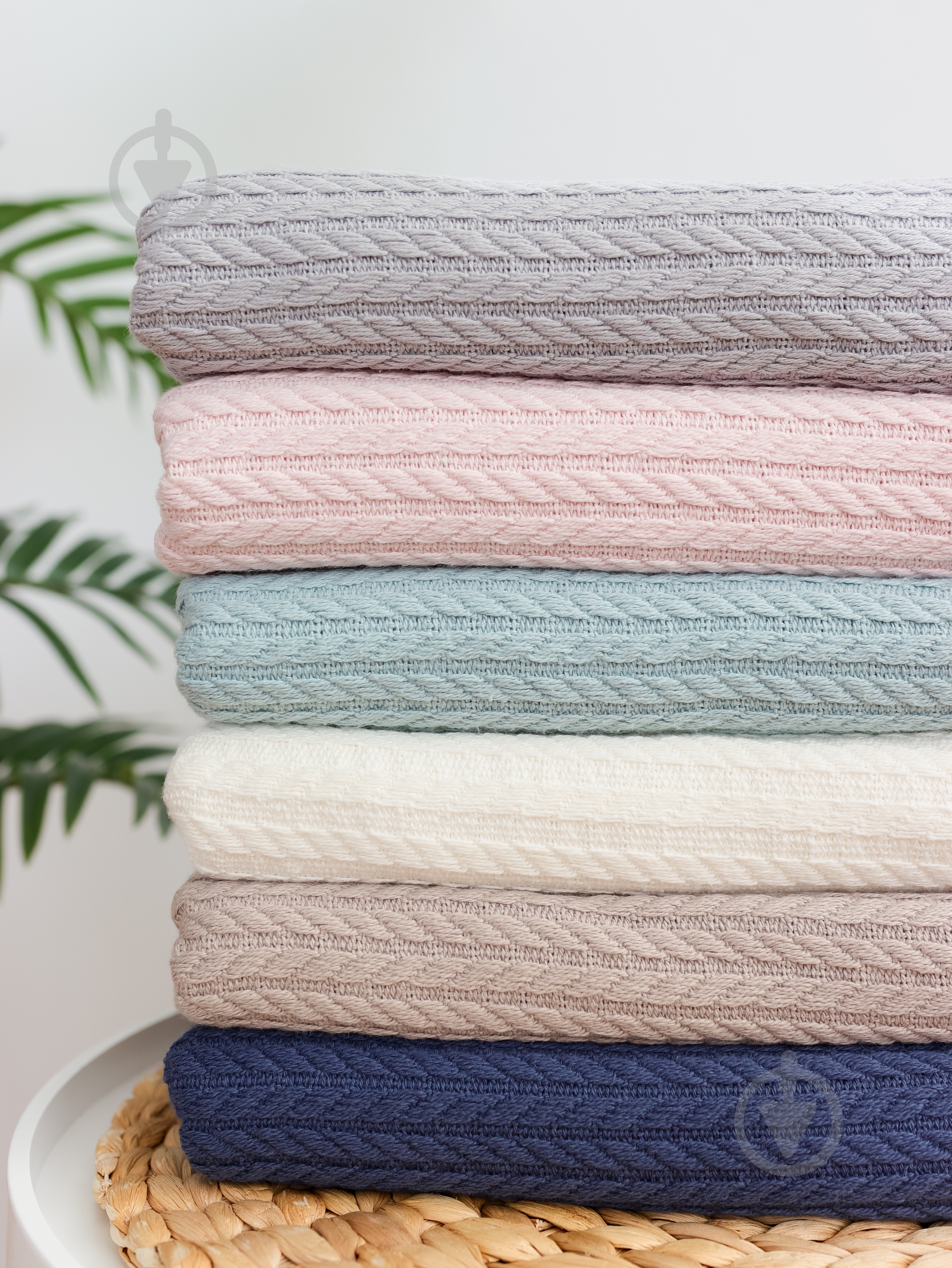 Плед INVO Косы 90x90 см пудровый - фото 3