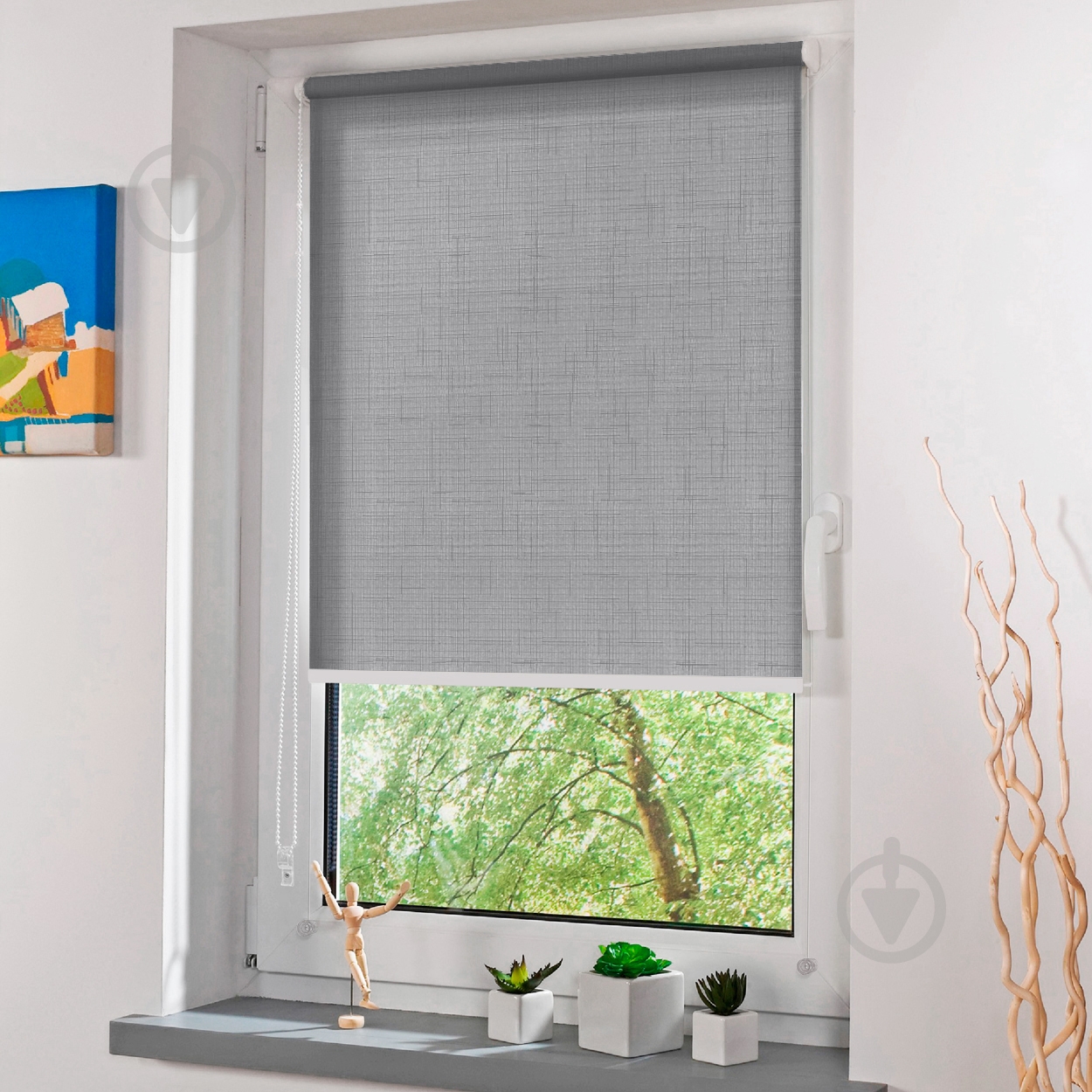 Ролета мини Rollotex LEN с фиксацией под наклон Темно-серая 108x150 см - фото 3