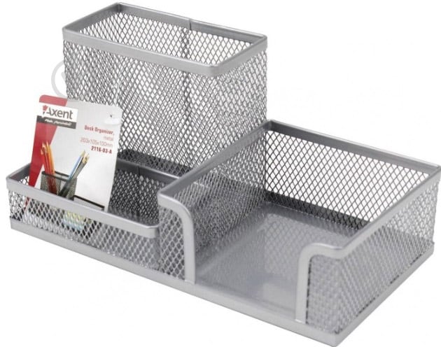 Органайзер настільний 203x105x100 мм сріблястий 2116-03-a Axent - фото 1 Органайзер настільний 203x105x100 мм сріблястий 2116-03-a Axent - фото 1