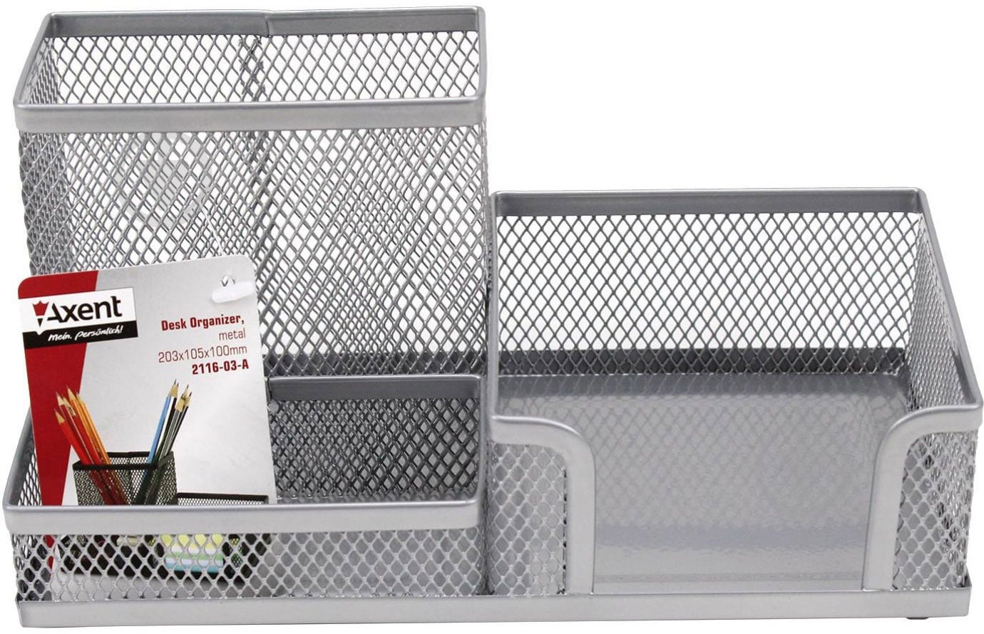 Органайзер настільний 203x105x100 мм сріблястий 2116-03-a Axent - фото 2 Органайзер настільний 203x105x100 мм сріблястий 2116-03-a Axent - фото 2