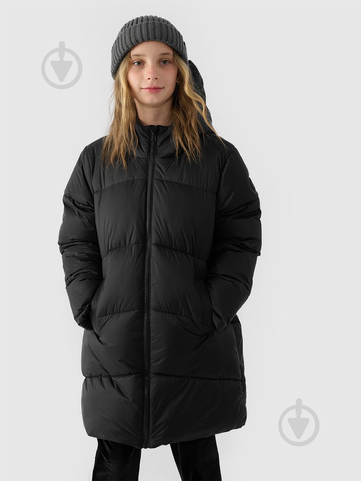 Пуховик для дівчаток зимовий 4F DOWN JACKET F455 4FJWAW24TDJAF455-20S р.146 чорний - фото 1