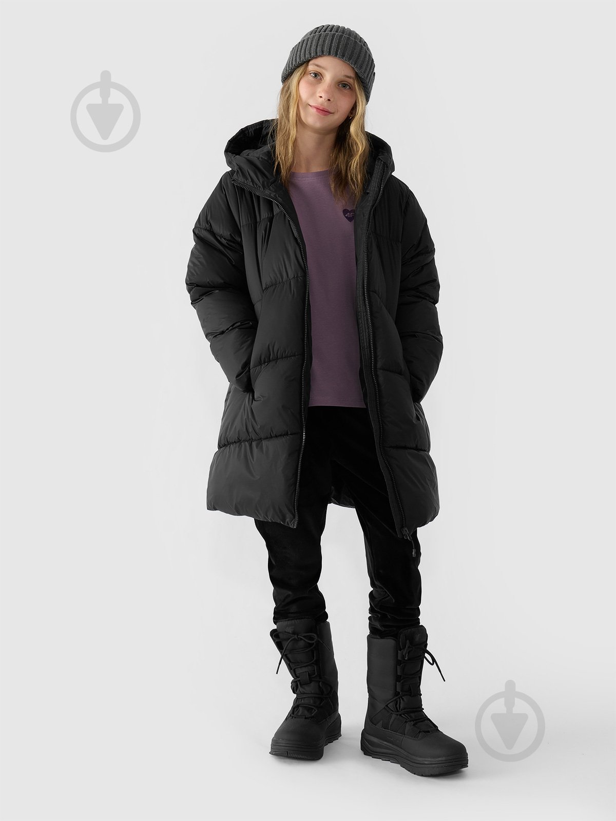 Пуховик для дівчаток зимовий 4F DOWN JACKET F455 4FJWAW24TDJAF455-20S р.146 чорний - фото 3