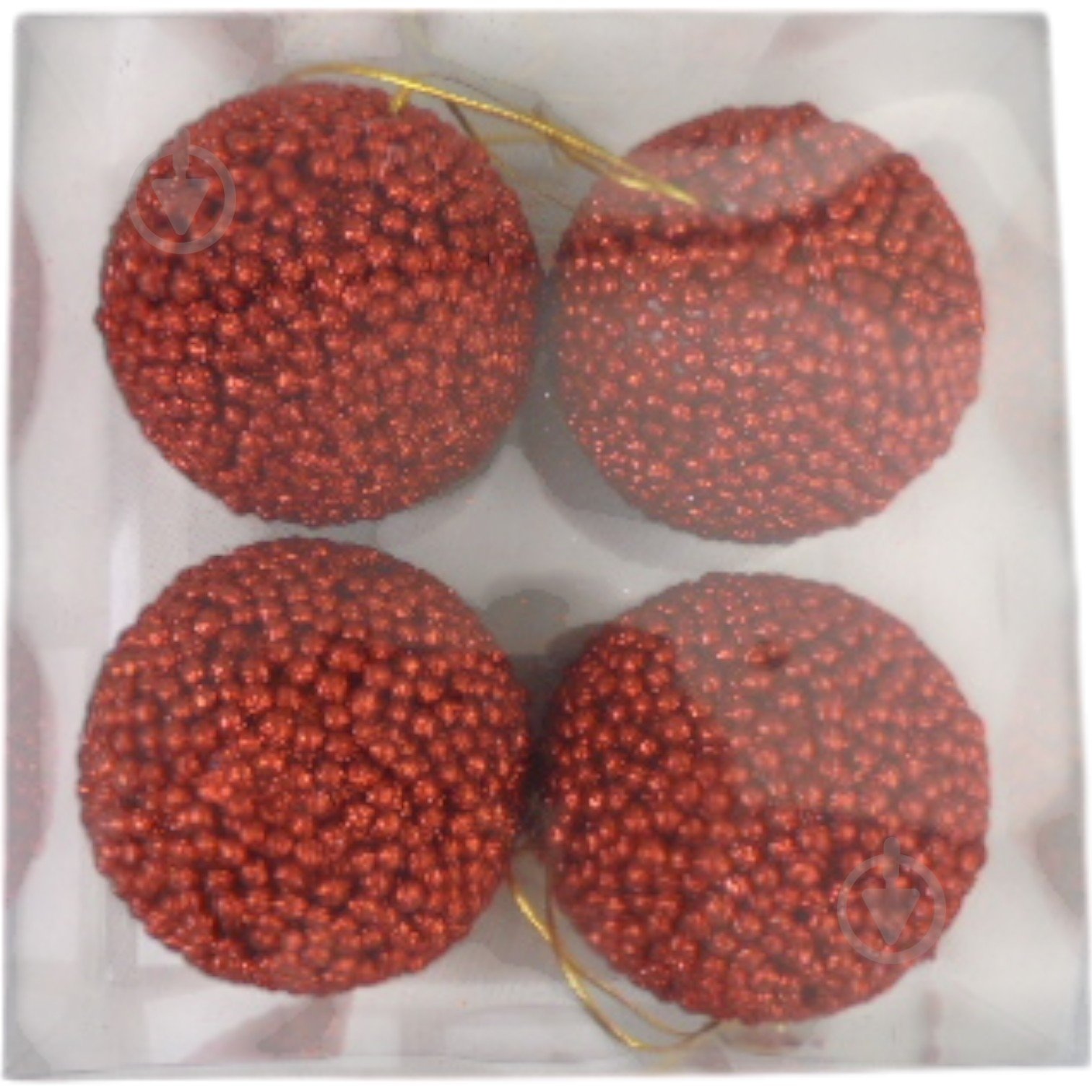 Набір іграшок кульки d 7 см (4шт.) червоний - фото 1 Набір іграшок кульки d 7 см (4шт.) червоний - фото 1