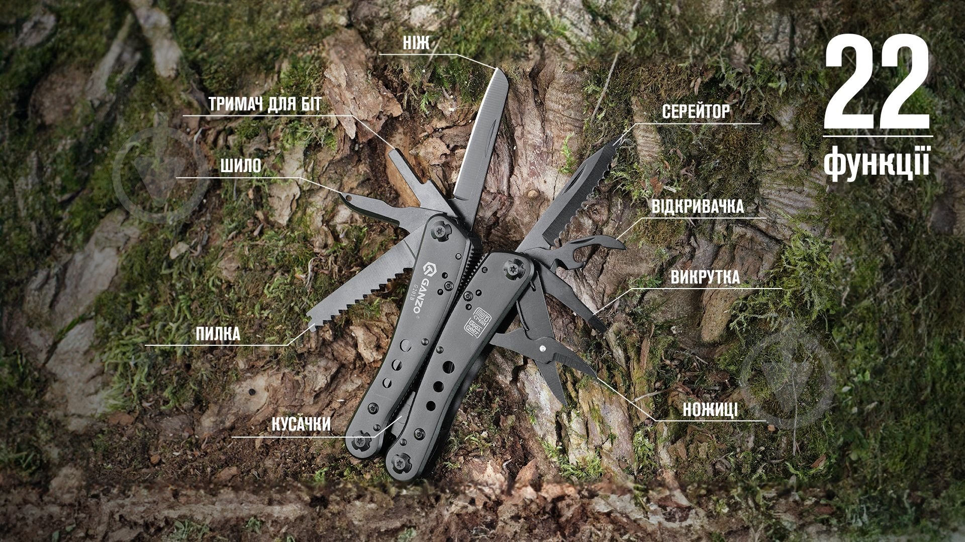 Мультитул Ganzo Multi Tool G201-B (22 функции) 000581103 - фото 7