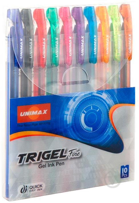 Набор ручек гелевых Unimax Trigel-3, набор 10 цв., ассорти - фото 6