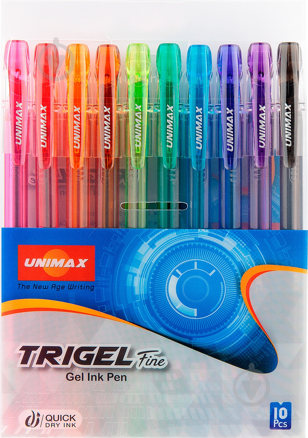 Набор ручек гелевых Unimax Trigel-3, набор 10 цв., ассорти - фото 5
