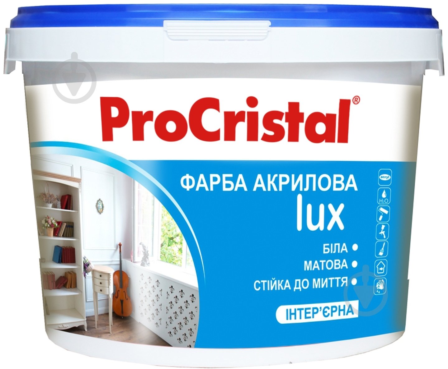 Фарба латексна водоемульсійна ProCristal Люкс ІР-233 База С мат база під тонування 0,9 л - фото 3