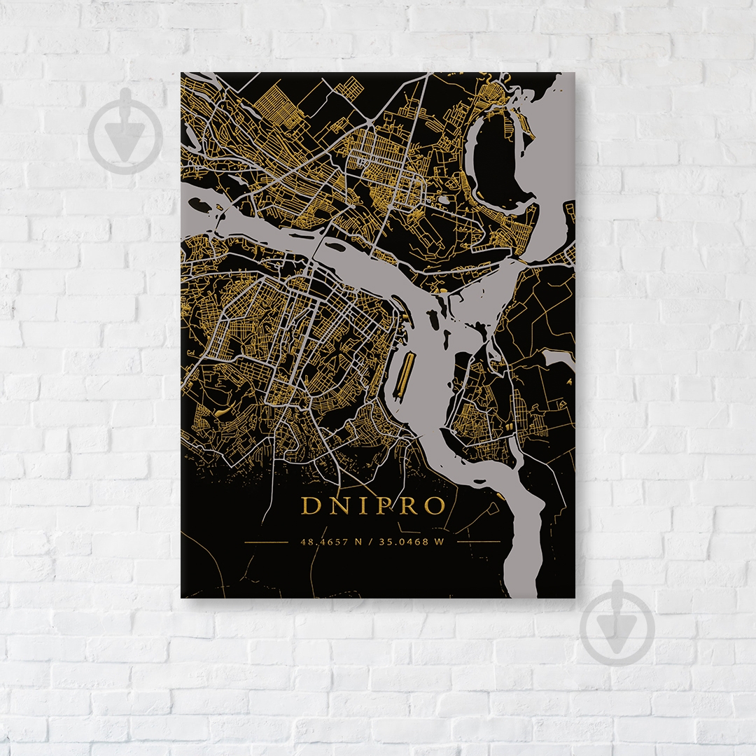 Постер Dnipro Gold Map 75x100 см Brushme - фото 1 Постер Dnipro Gold Map 75x100 см Brushme - фото 1