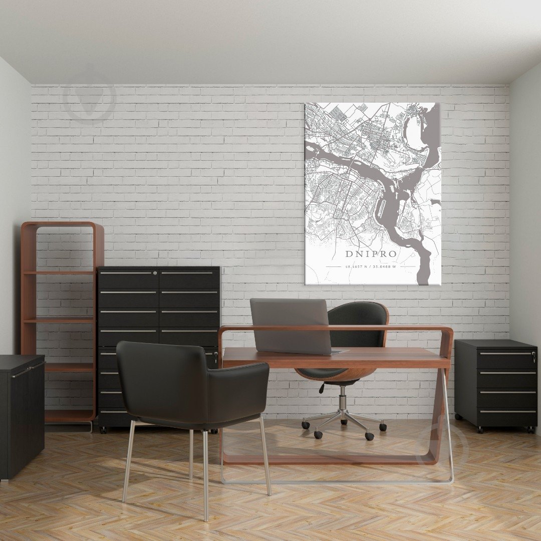 Постер Dnipro White Map 50x65 см Brushme - фото 2