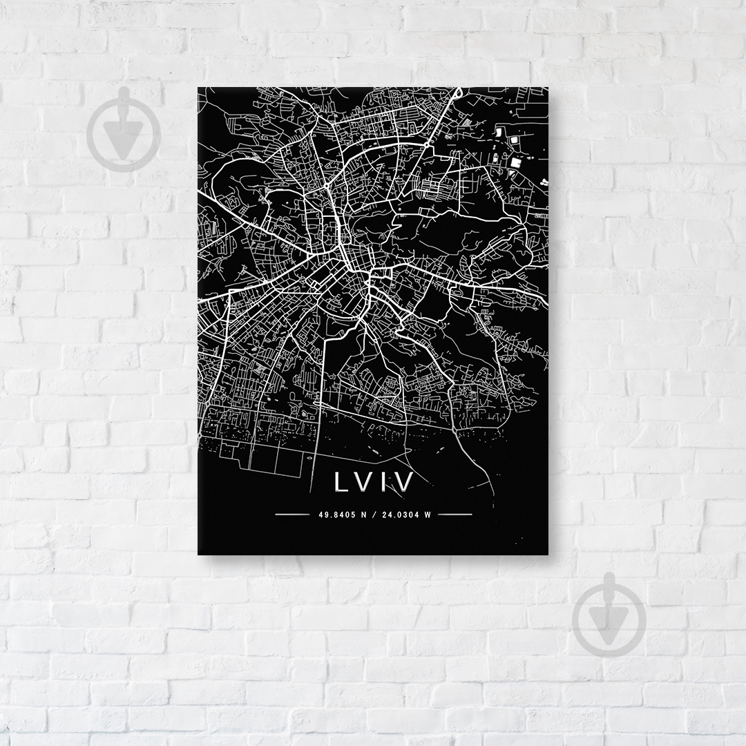Постер Lviv Black Map 50x65 см Brushme - фото 1 Постер Lviv Black Map 50x65 см Brushme - фото 1
