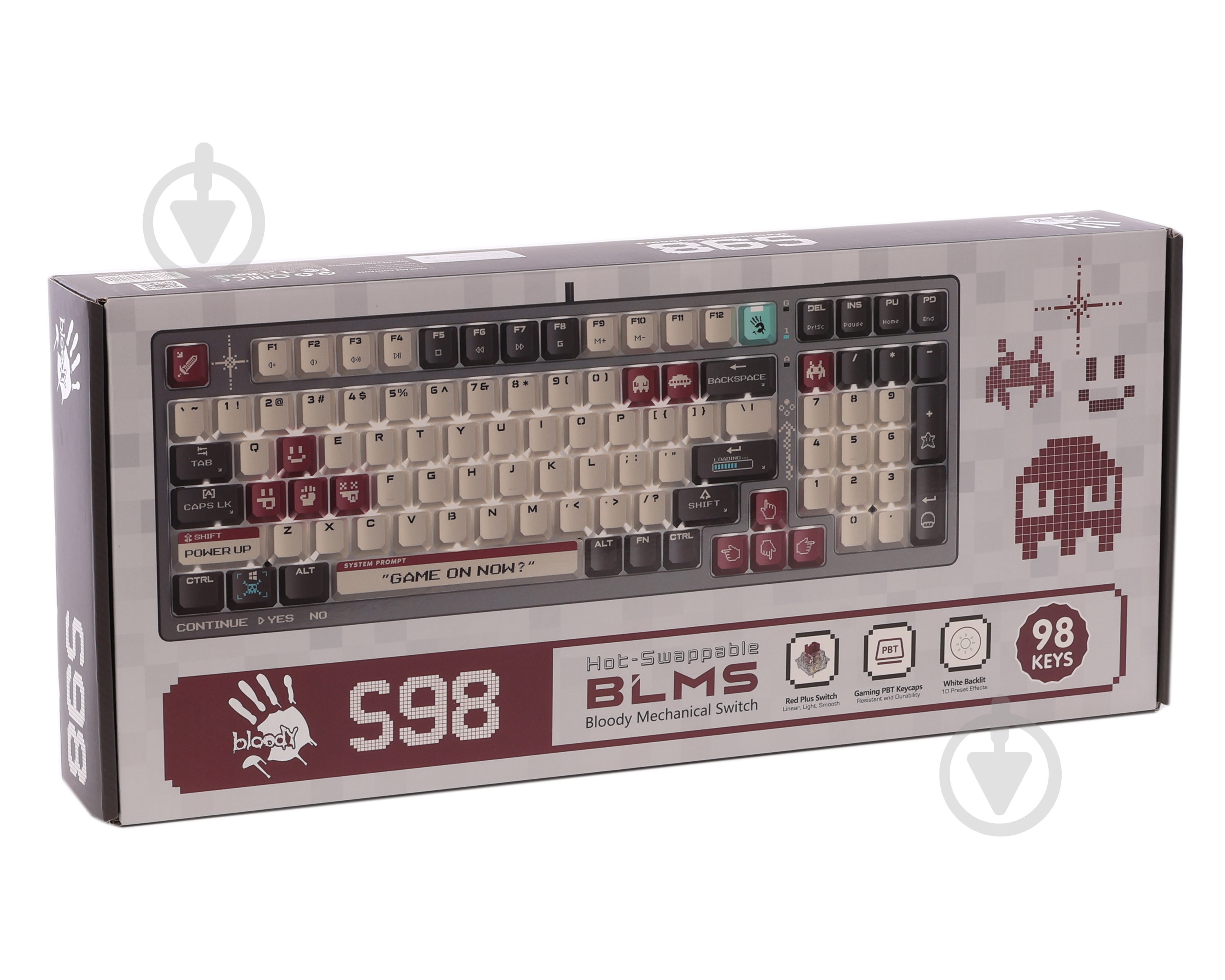 Клавиатура игровая BLOODY S98 (Pixels Red) (S98 (Pixels Red)) USB, BLMS Red Plus Switch grey - фото 6
