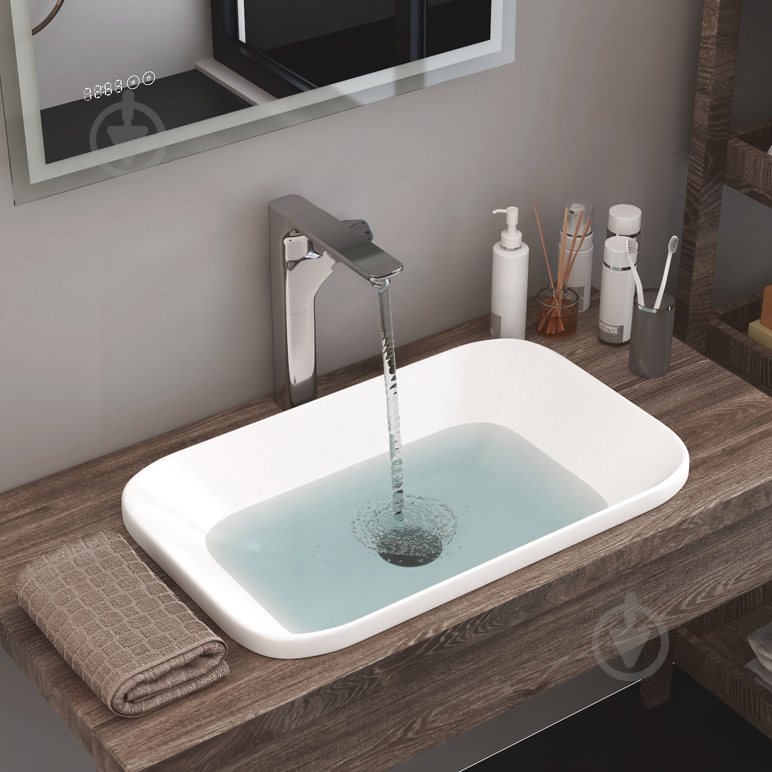 Умивальник Helmken 37060000 2 в 1: прямокутний 60 см із донним клапаном Сlick-clack, білий матовий - фото 11 Умивальник Helmken 37060000 2 в 1: прямокутний 60 см із донним клапаном Сlick-clack, білий матовий - фото 11