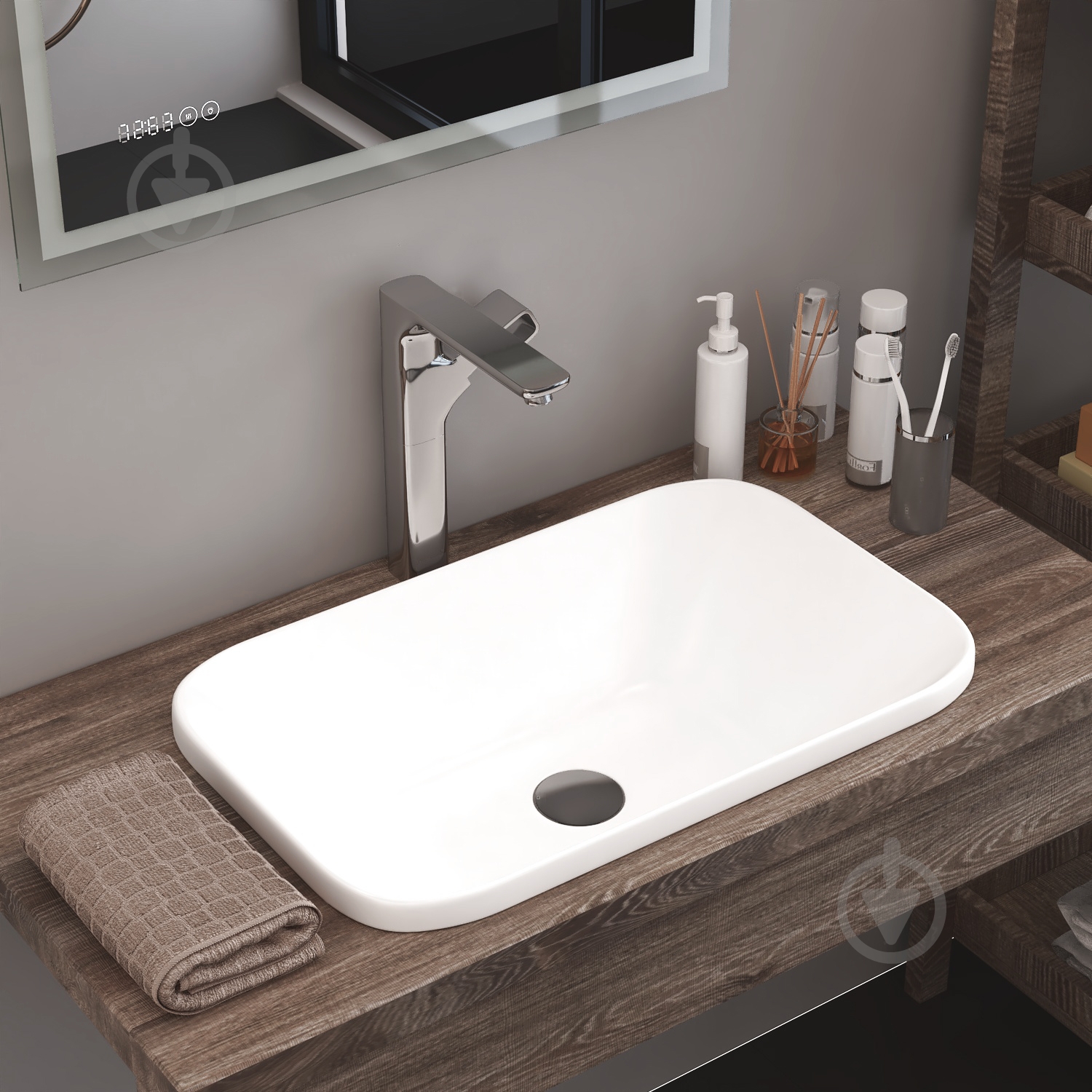 Умивальник Helmken 37060000 2 в 1: прямокутний 60 см із донним клапаном Сlick-clack, чорний матовий - фото 10 Умивальник Helmken 37060000 2 в 1: прямокутний 60 см із донним клапаном Сlick-clack, чорний матовий - фото 10