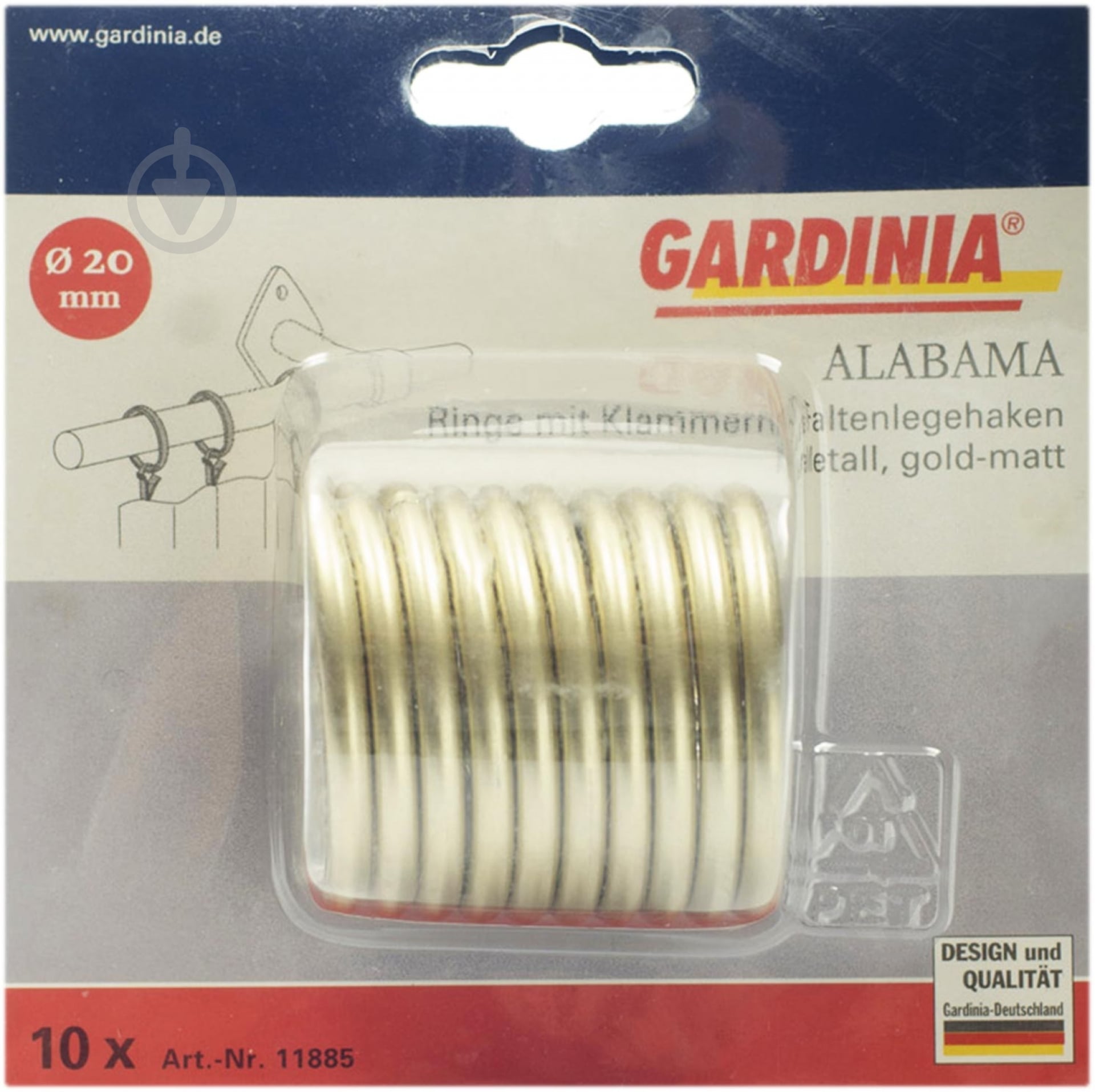 Кольцо Gardinia Alabama c прищепкой наборной d20 мм золото 10 шт. - фото 2