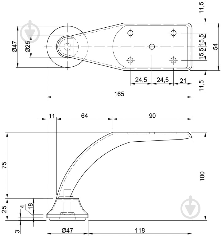 Меблева ніжка Smart NZ 0704 вигнута 52726 хром - фото 2