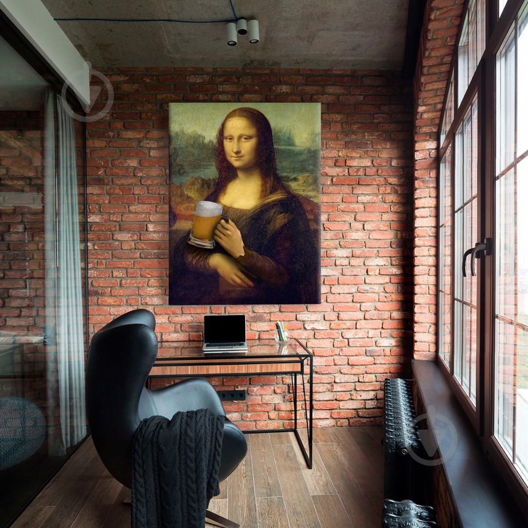 Постер Mona Lisa with beer 90x120 см Brushme - фото 2 Постер Mona Lisa with beer 90x120 см Brushme - фото 2