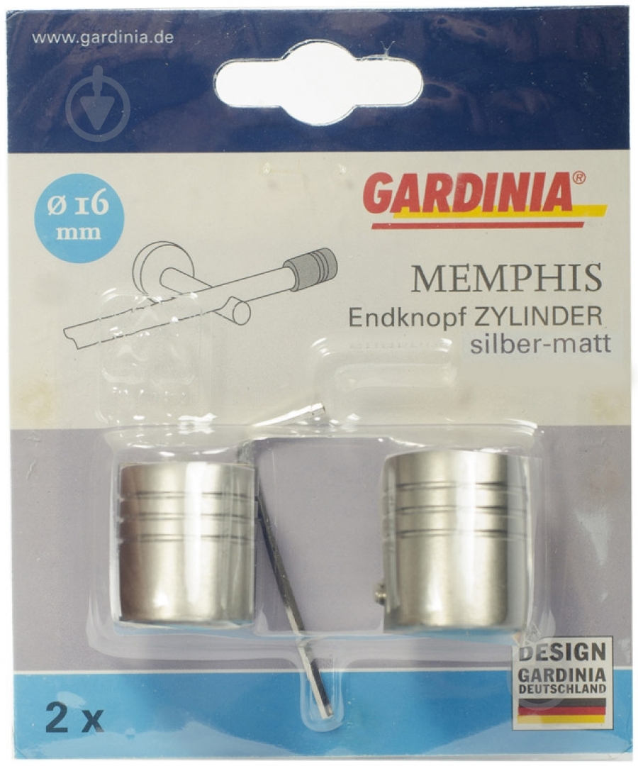 Наконечник Gardinia Memphis Zylinder наборной d16 мм серебряный 2 шт. - фото 2