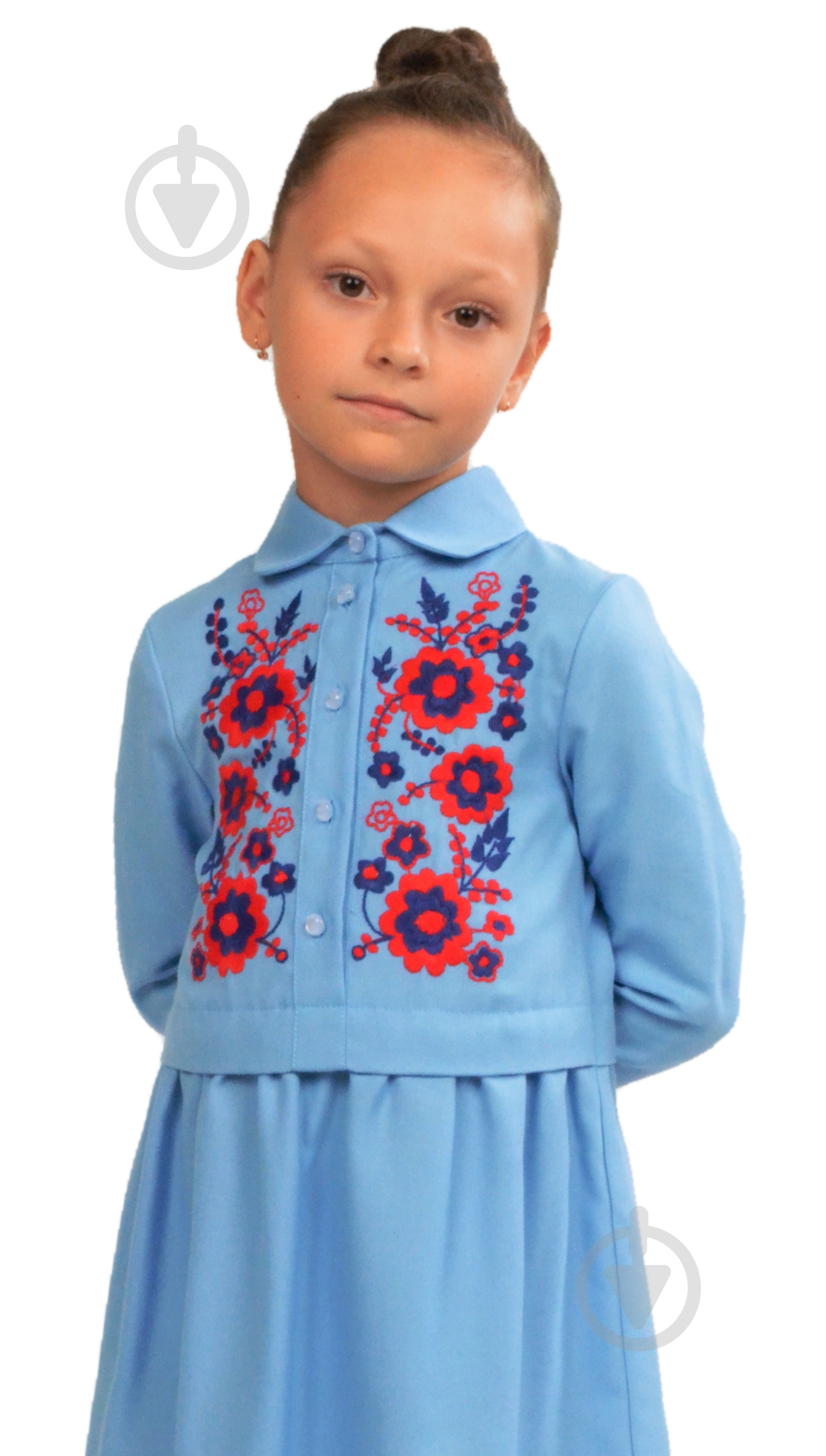 Платье Эдельвика 140 синий 168-19/00 - фото 1