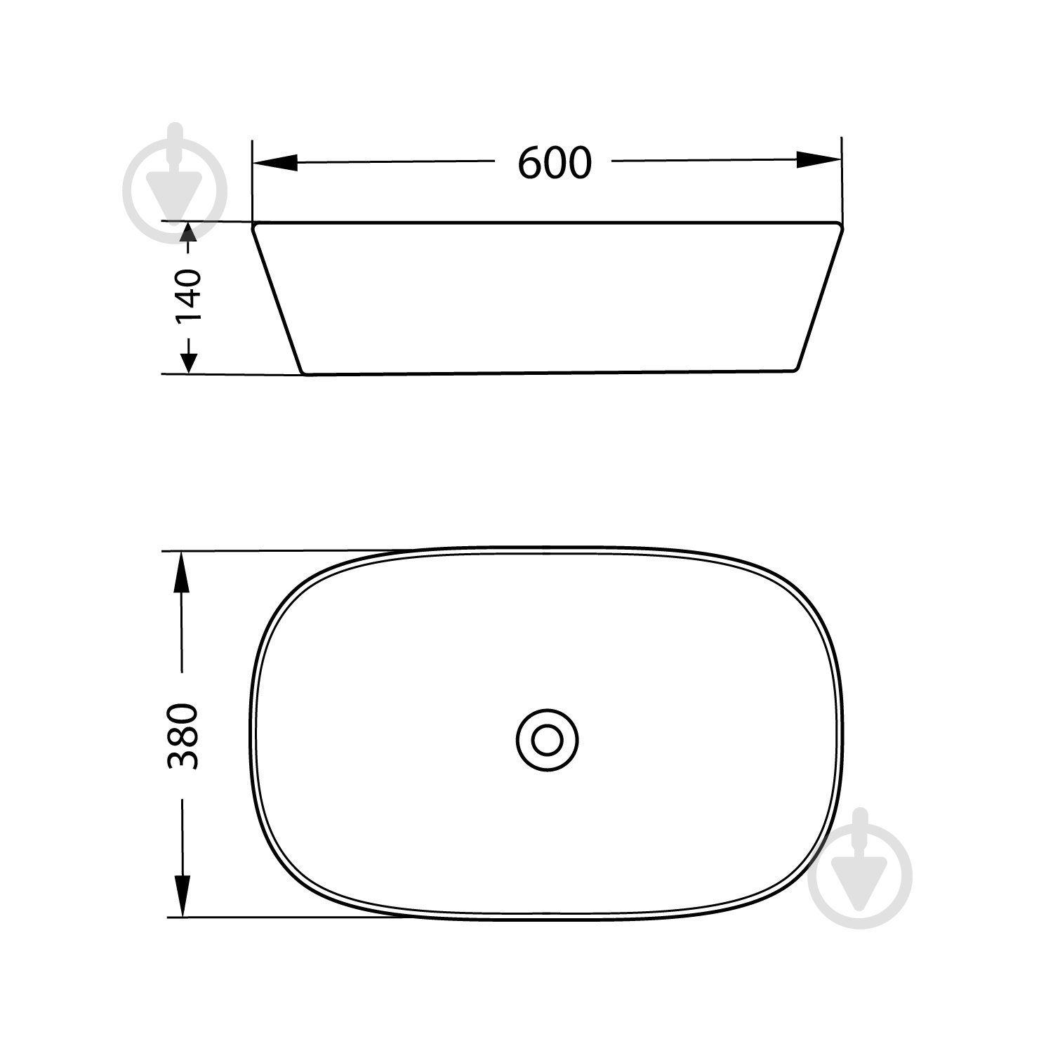 Умивальник Helmken 39360001 3 в 1: прямокутний 60 см, із сифоном і донним клапаном Сlick-clack, чорний матовий - фото 5 Умивальник Helmken 39360001 3 в 1: прямокутний 60 см, із сифоном і донним клапаном Сlick-clack, чорний матовий - фото 5