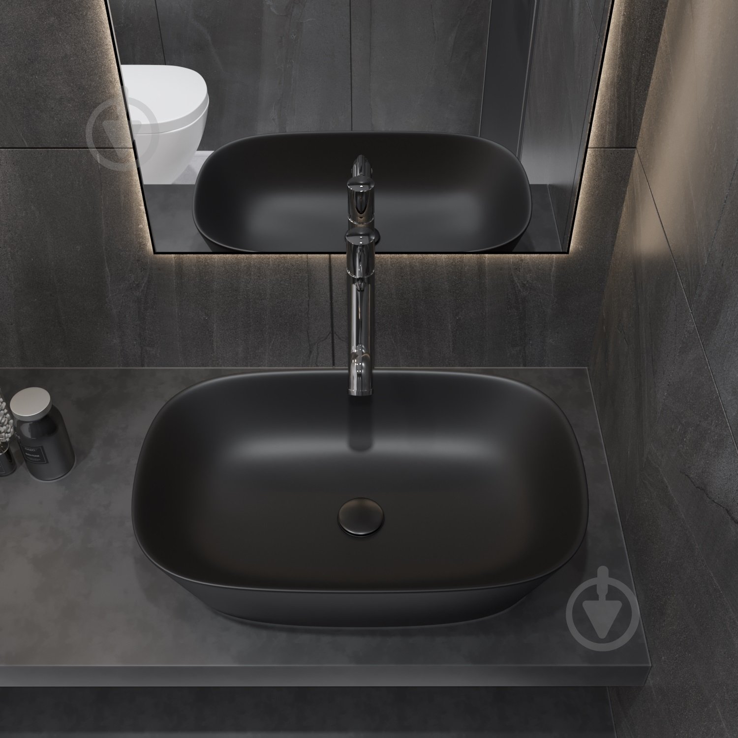 Умивальник Helmken 39360001 3 в 1: прямокутний 60 см, із сифоном і донним клапаном Сlick-clack, чорний матовий - фото 7 Умивальник Helmken 39360001 3 в 1: прямокутний 60 см, із сифоном і донним клапаном Сlick-clack, чорний матовий - фото 7