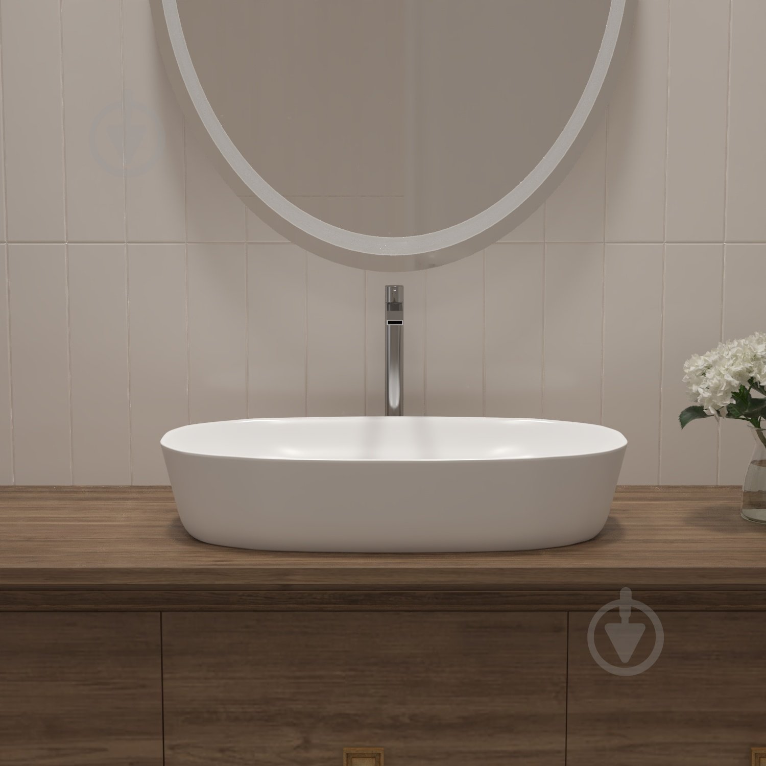 Умывальник Helmken 39370000 2 в 1: овальный 70 см с донным клапаном Сlick-clack, белый матовый - фото 8 Умывальник Helmken 39370000 2 в 1: овальный 70 см с донным клапаном Сlick-clack, белый матовый - фото 8