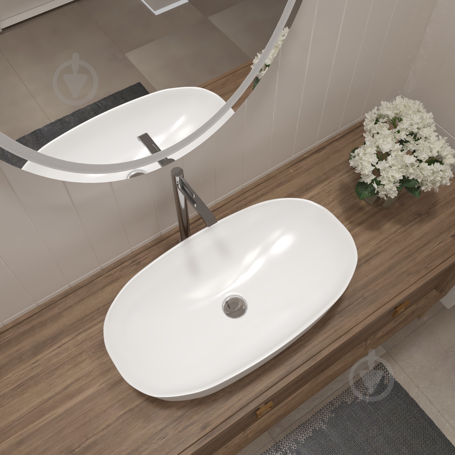 Умывальник Helmken 39370000 2 в 1: овальный 70 см с донным клапаном Сlick-clack, хром - фото 6 Умывальник Helmken 39370000 2 в 1: овальный 70 см с донным клапаном Сlick-clack, хром - фото 6