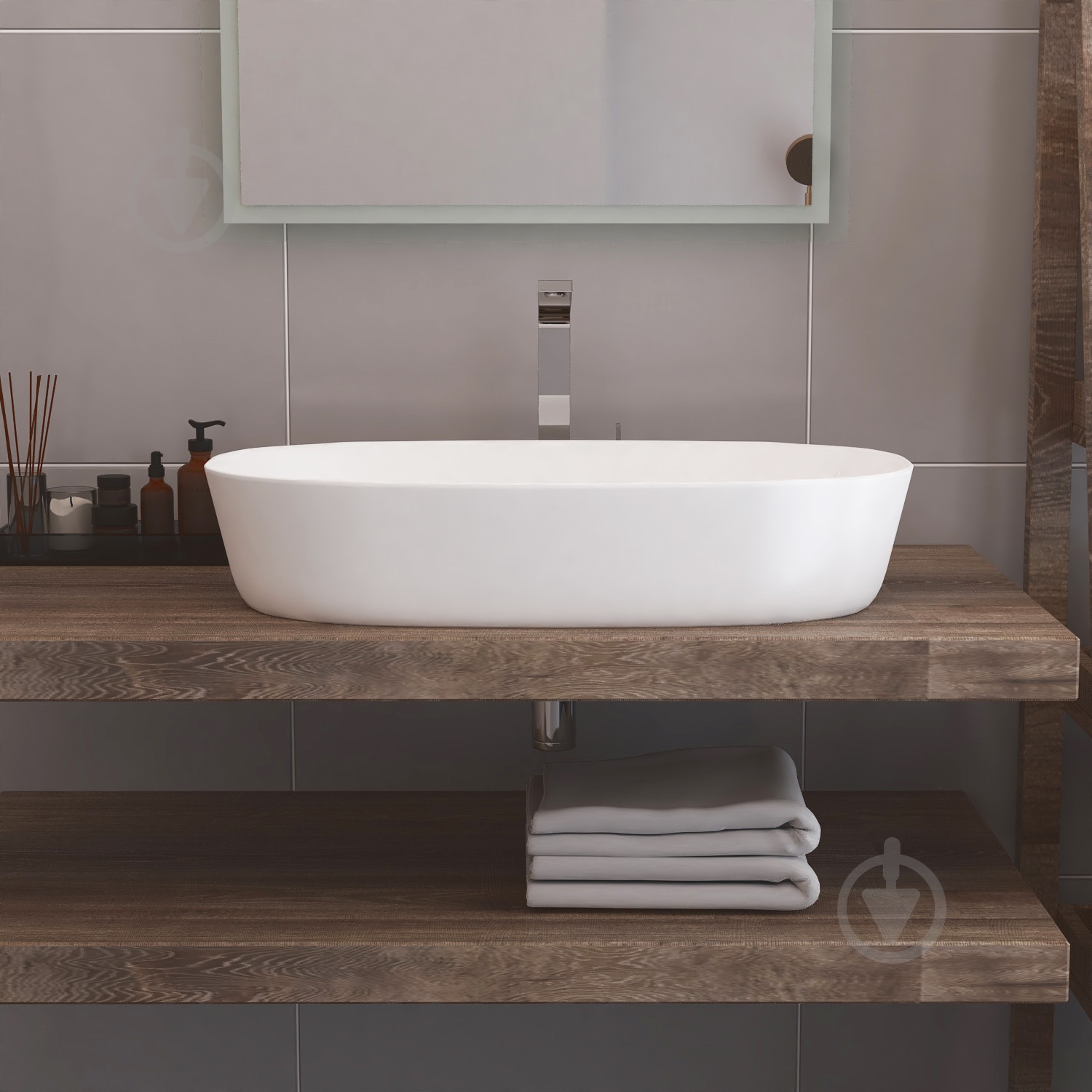 Умывальник Helmken 39370000 2 в 1: овальный 70 см с донным клапаном Сlick-clack, черный матовый - фото 9 Умывальник Helmken 39370000 2 в 1: овальный 70 см с донным клапаном Сlick-clack, черный матовый - фото 9