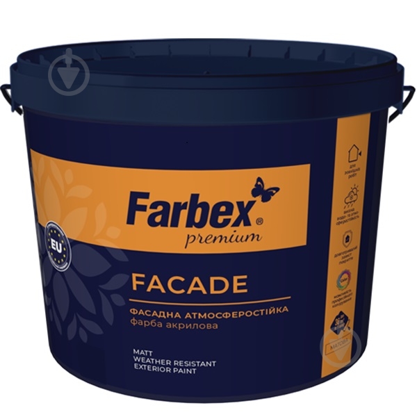 Краска акриловая водоэмульсионная Farbex Facade мат белый 7 кг - фото 1