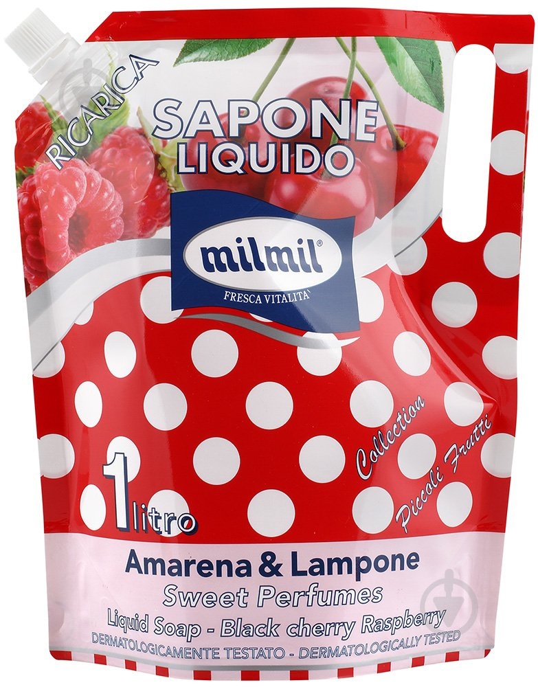 Крем-мило Mil Mil Вишня та малина (запаска) 1000 мл - фото 1 Крем-мило Mil Mil Вишня та малина (запаска) 1000 мл - фото 1