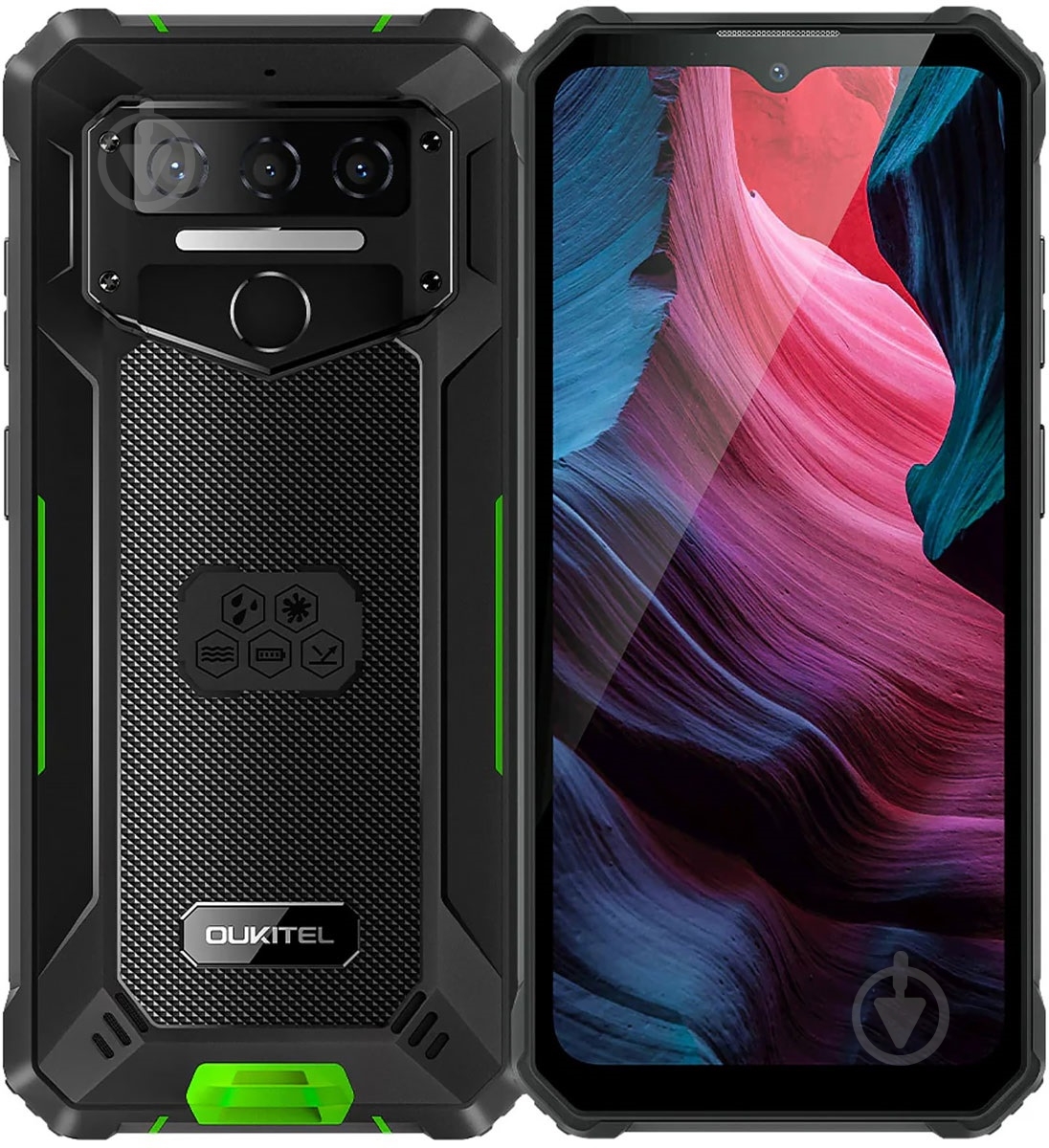 Смартфон Oukitel WP23 pro 8/128GB black/green (WP23PROGreen) - фото 1