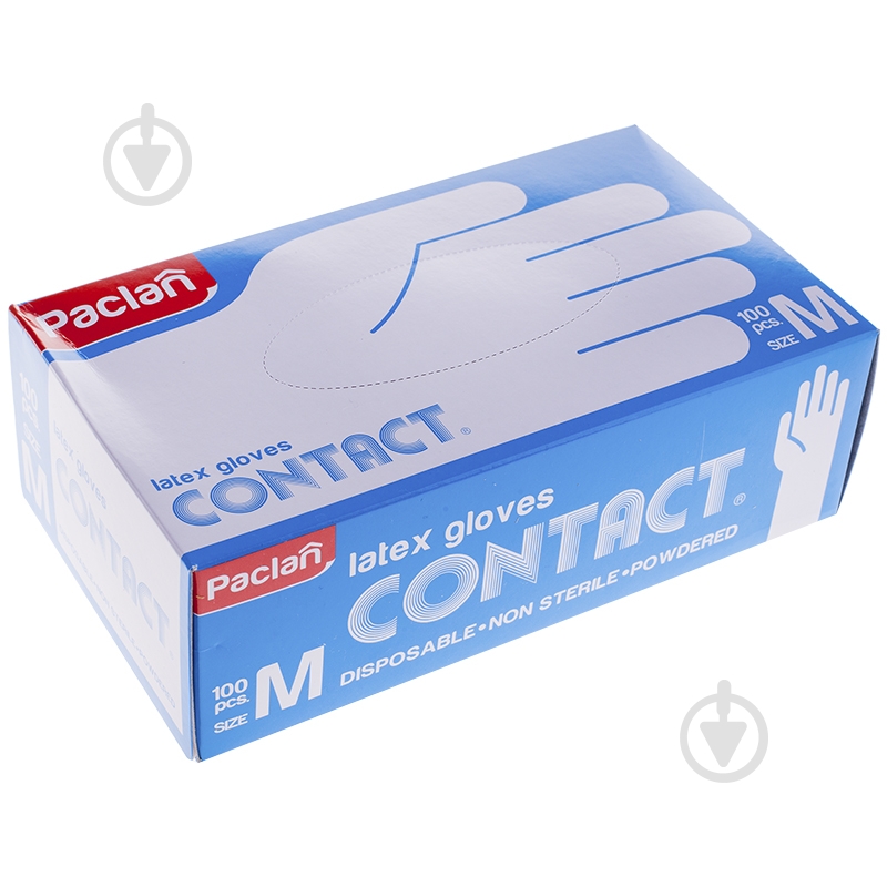 Перчатки латексные Paclan стандартные р. M 50 пар/уп. - фото 1 Перчатки латексные Paclan стандартные р. M 50 пар/уп. - фото 1