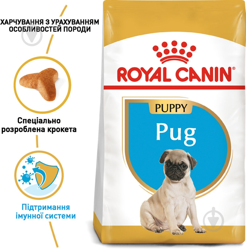 Корм сухой для щенков для средних пород Royal Canin PUG PUPPY (Паг Паппи), 0,5 кг (домашняя птица) 500 г - фото 2